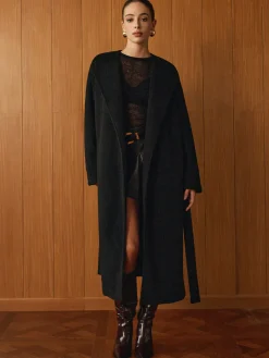 Outlet Versatile Belted Warm Coat With Scarf Outerwear|Coats