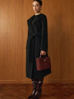 Outlet Versatile Belted Warm Coat With Scarf Outerwear|Coats
