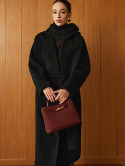 Outlet Versatile Belted Warm Coat With Scarf Outerwear|Coats