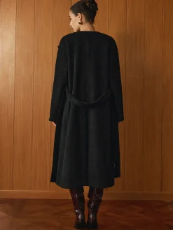 Outlet Versatile Belted Warm Coat With Scarf Outerwear|Coats
