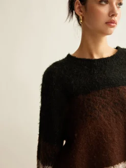 Discount Versatile Color Block Loose Sweater Sweater Tops|Sweaters & Cardigans