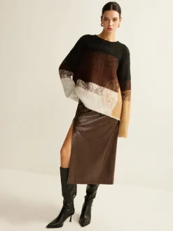 Discount Versatile Color Block Loose Sweater Sweater Tops|Sweaters & Cardigans