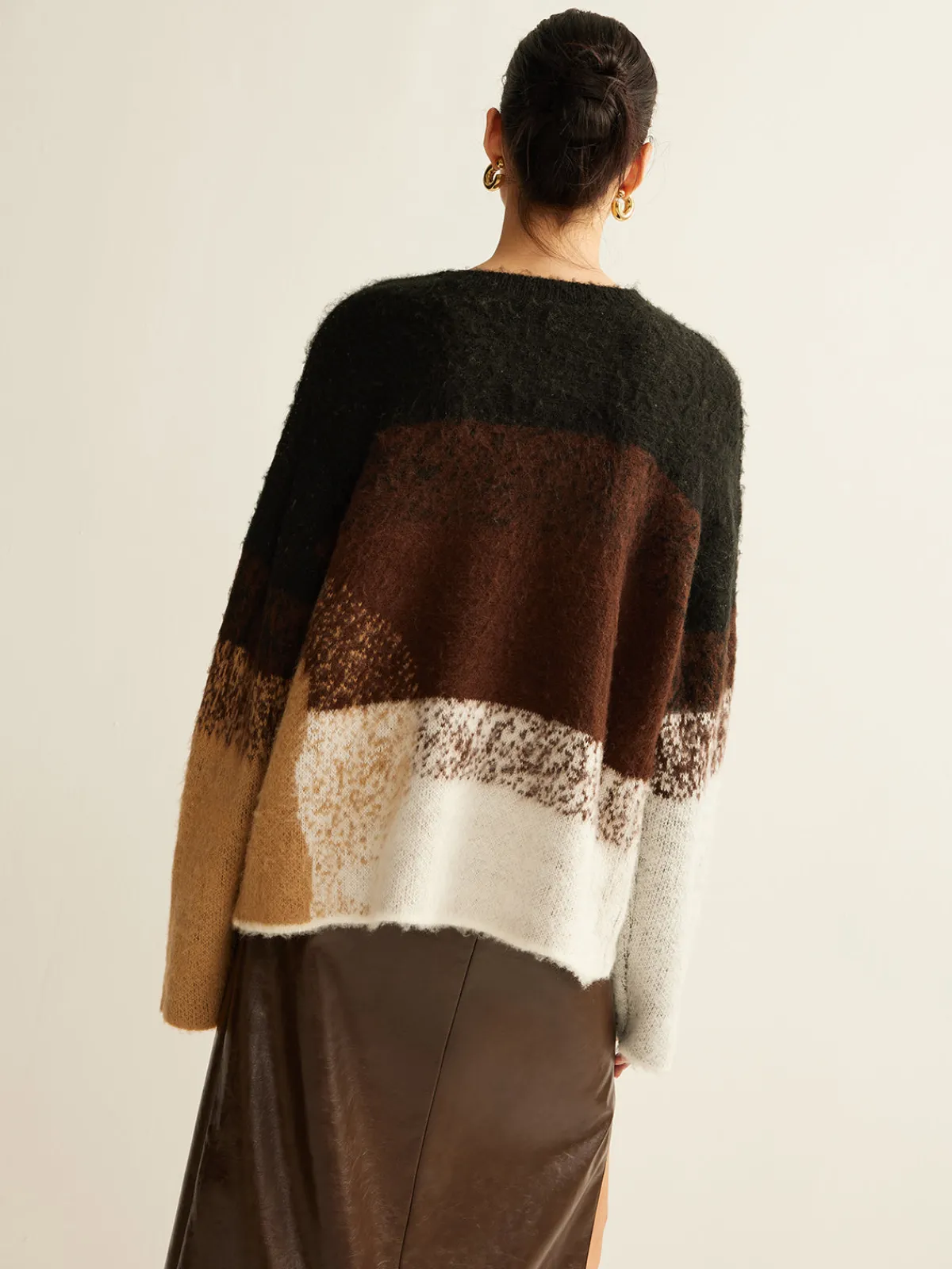 Discount Versatile Color Block Loose Sweater Sweater Tops|Sweaters & Cardigans