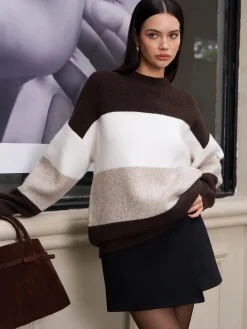 New Versatile Color Block Pullover Sweater Sweater Tops|Sweaters & Cardigans