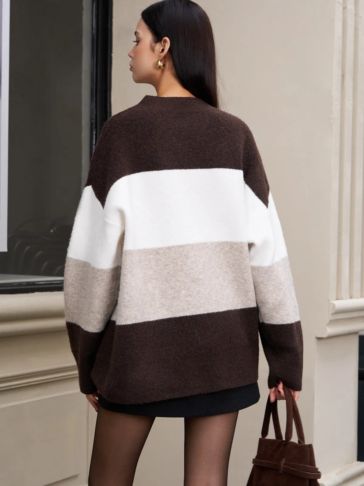 New Versatile Color Block Pullover Sweater Sweater Tops|Sweaters & Cardigans
