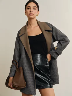 Discount Versatile Contrast Collar Belted Wool Coat Outerwear|Coats