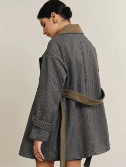 Discount Versatile Contrast Collar Belted Wool Coat Outerwear|Coats