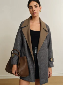 Discount Versatile Contrast Collar Belted Wool Coat Outerwear|Coats