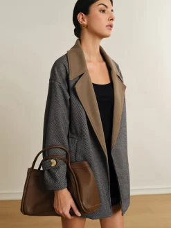 Discount Versatile Contrast Collar Belted Wool Coat Outerwear|Coats