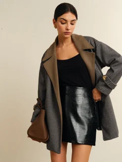 Discount Versatile Contrast Collar Belted Wool Coat Outerwear|Coats