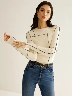 New Versatile Contrast Piping Jersey Blouse Blouses & Shirts|Tops