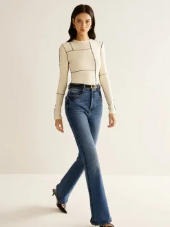 New Versatile Contrast Piping Jersey Blouse Blouses & Shirts|Tops