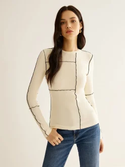 New Versatile Contrast Piping Jersey Blouse Blouses & Shirts|Tops