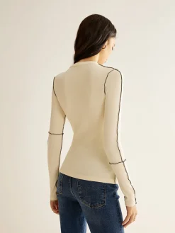 New Versatile Contrast Piping Jersey Blouse Blouses & Shirts|Tops
