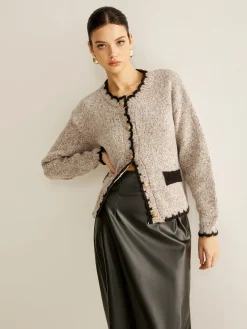 Discount Versatile Contrast Trim Button Cardigan Cardigans|Sweaters & Cardigans