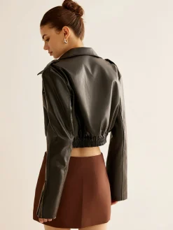 New Versatile Crop Faux Leather Jacket Outerwear|Crop Tops