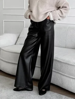 Outlet Versatile Faux Leather Pants Pants|Bottoms