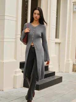 Hot Versatile Metal Breasted Sweater Dress Sweater Dresses|Work Dresses