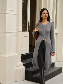 Hot Versatile Metal Breasted Sweater Dress Sweater Dresses|Work Dresses
