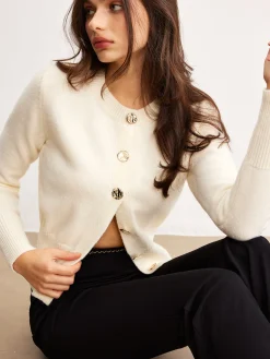 Sale Versatile Metal Button Knit Outerwear Sweater Tops|Outerwear