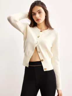 Sale Versatile Metal Button Knit Outerwear Sweater Tops|Outerwear