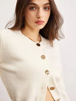 Sale Versatile Metal Button Knit Outerwear Sweater Tops|Outerwear