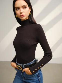 Online Versatile Mock Neck Skinny Sweater Sweater Tops|Sweaters & Cardigans