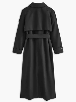 Clearance Versatile Plain Belted Long Coat Outerwear|Coats