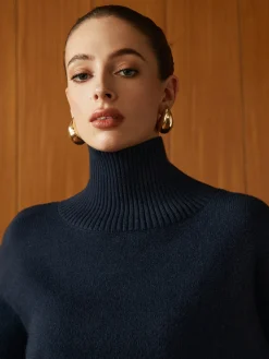 Clearance Versatile Plain Turtleneck Sweater Sweater Tops|Sweaters & Cardigans