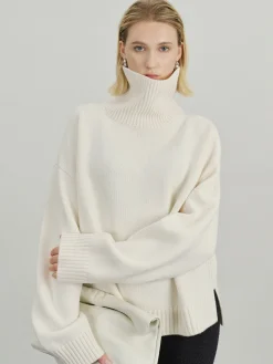 Clearance Versatile Plain Turtleneck Sweater Sweater Tops|Sweaters & Cardigans