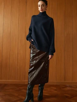 Clearance Versatile Plain Turtleneck Sweater Sweater Tops|Sweaters & Cardigans