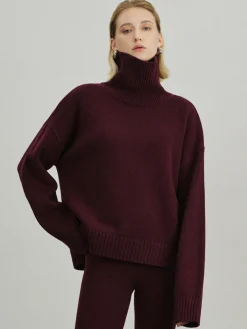 Clearance Versatile Plain Turtleneck Sweater Sweater Tops|Sweaters & Cardigans