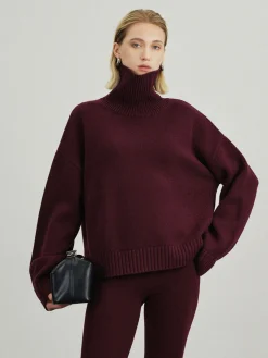 Clearance Versatile Plain Turtleneck Sweater Sweater Tops|Sweaters & Cardigans