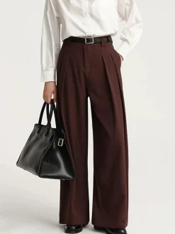 New Versatile Pleated Wide-Leg Pants Pants|Bottoms