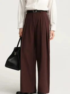 New Versatile Pleated Wide-Leg Pants Pants|Bottoms