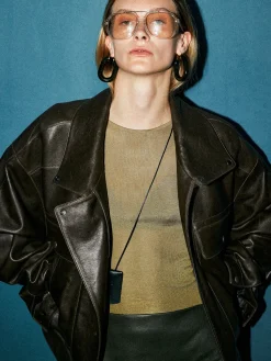 Outlet Versatile Shift PU Leather Jacket Outerwear|Jackets