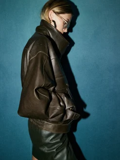 Outlet Versatile Shift PU Leather Jacket Outerwear|Jackets