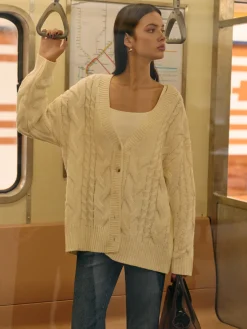 Discount Versatile V-Neck Button Twist Cardigan Cardigans|Sweaters & Cardigans