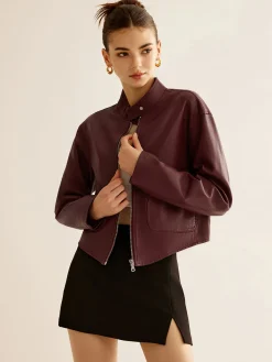 Sale Versatile Zipper Faux Leather Jacket Outerwear|Jackets