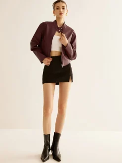 Sale Versatile Zipper Faux Leather Jacket Outerwear|Jackets