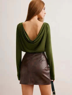 Best Vintage Backless Pleated T-Shirt T-shirts|Tops