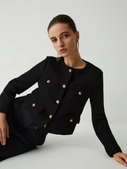 Clearance Vintage Button Tweed Blazer Outerwear|Blazers
