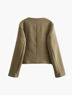 Clearance Vintage Button Tweed Blazer Outerwear|Blazers