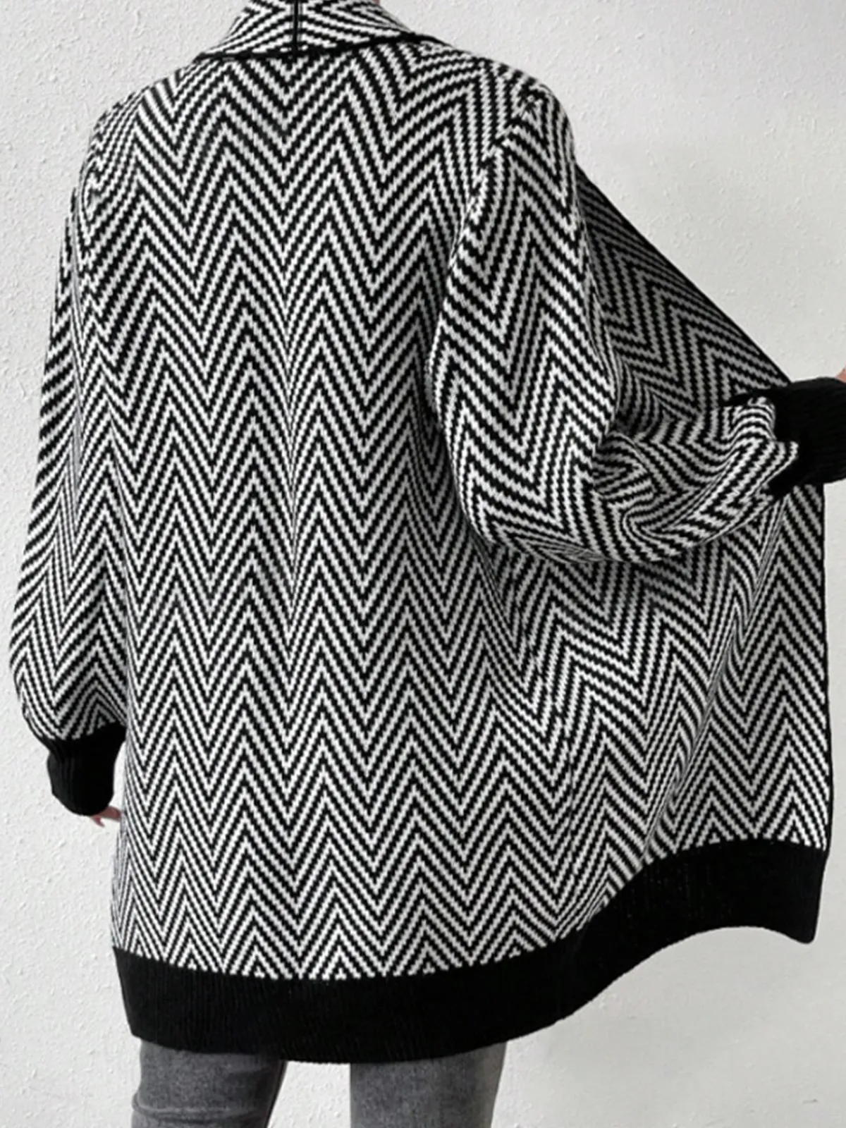 Hot Vintage Chevron Knit Outerwear Sweater Tops|Outerwear
