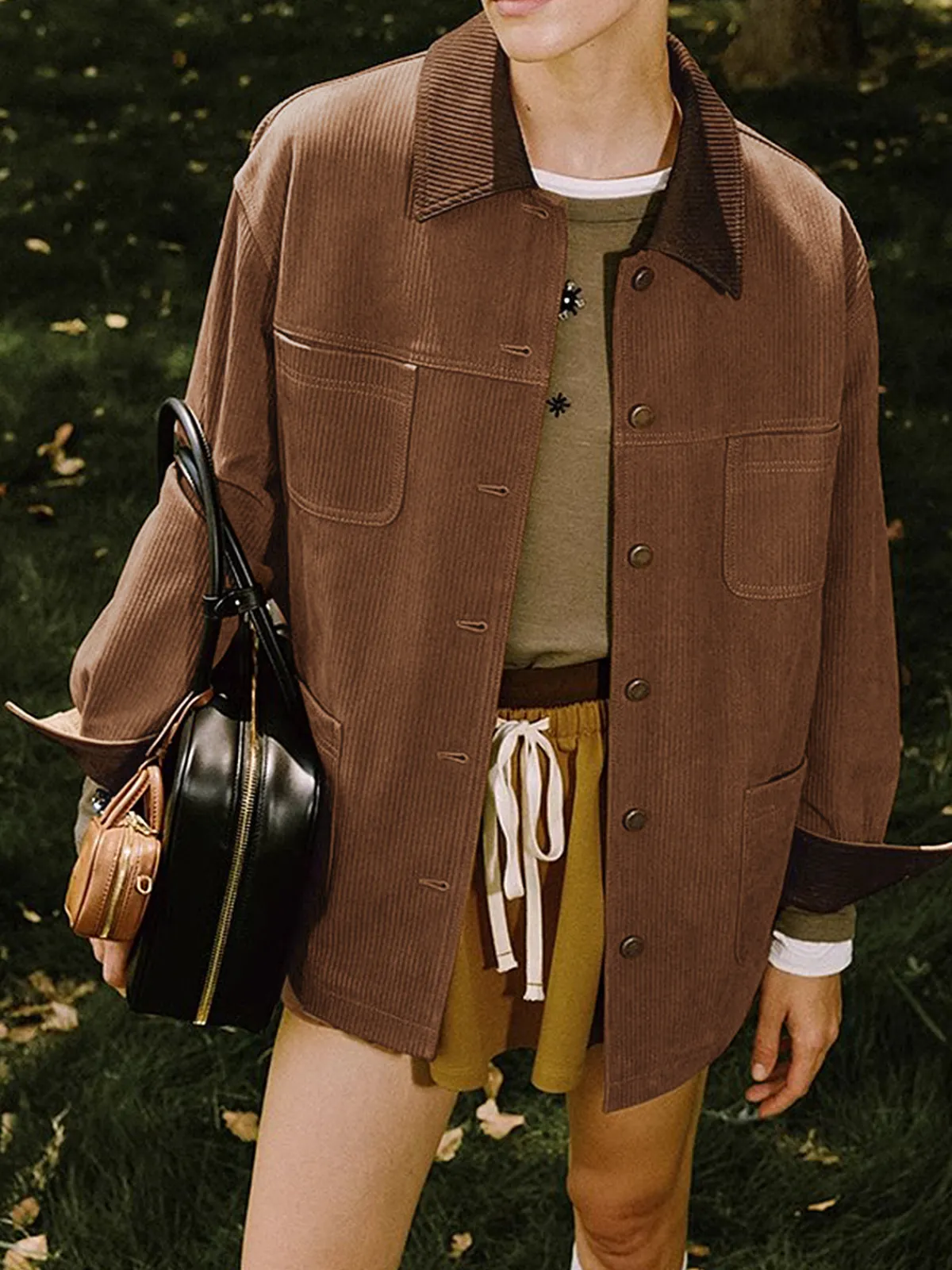 Online Vintage Corduroy Cargo Polo Jacket Outerwear|Jackets