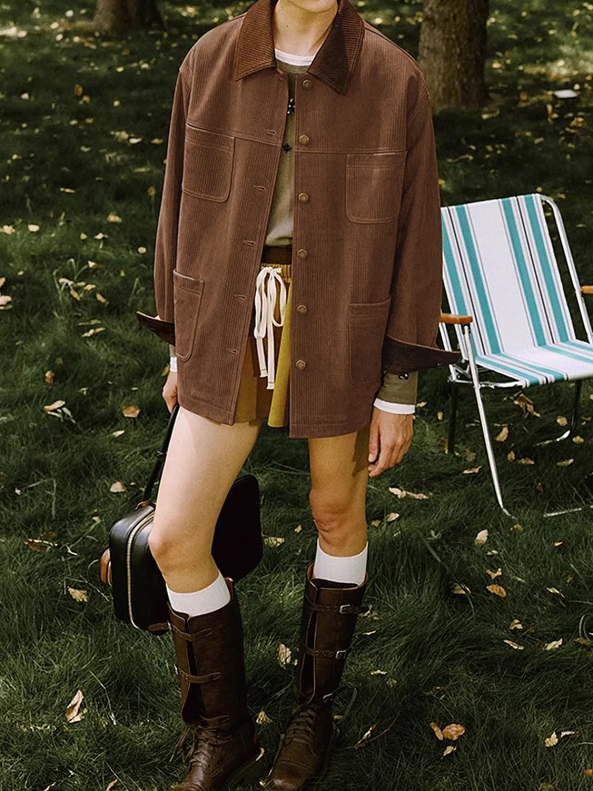 Online Vintage Corduroy Cargo Polo Jacket Outerwear|Jackets