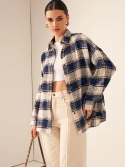 Hot Vintage Cotton Plaid Polo Shirt Blouses & Shirts|Tops