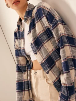 Hot Vintage Cotton Plaid Polo Shirt Blouses & Shirts|Tops