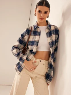 Hot Vintage Cotton Plaid Polo Shirt Blouses & Shirts|Tops