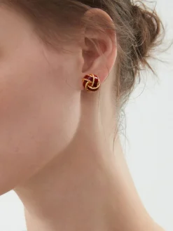 Online Vintage Dripped Glaze Knotted Hoop Stud Earrings Earrings|Accessories